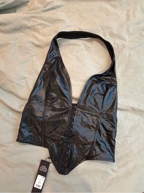 Fashion Nova Faux Leather Halter Top